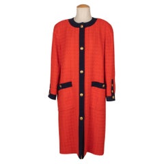 Chanel Tweed Coat with Navy-Blue Jersey