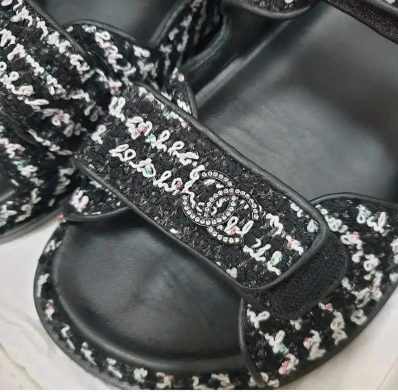 CHANEL Tweed DAD Sandals For Sale 3