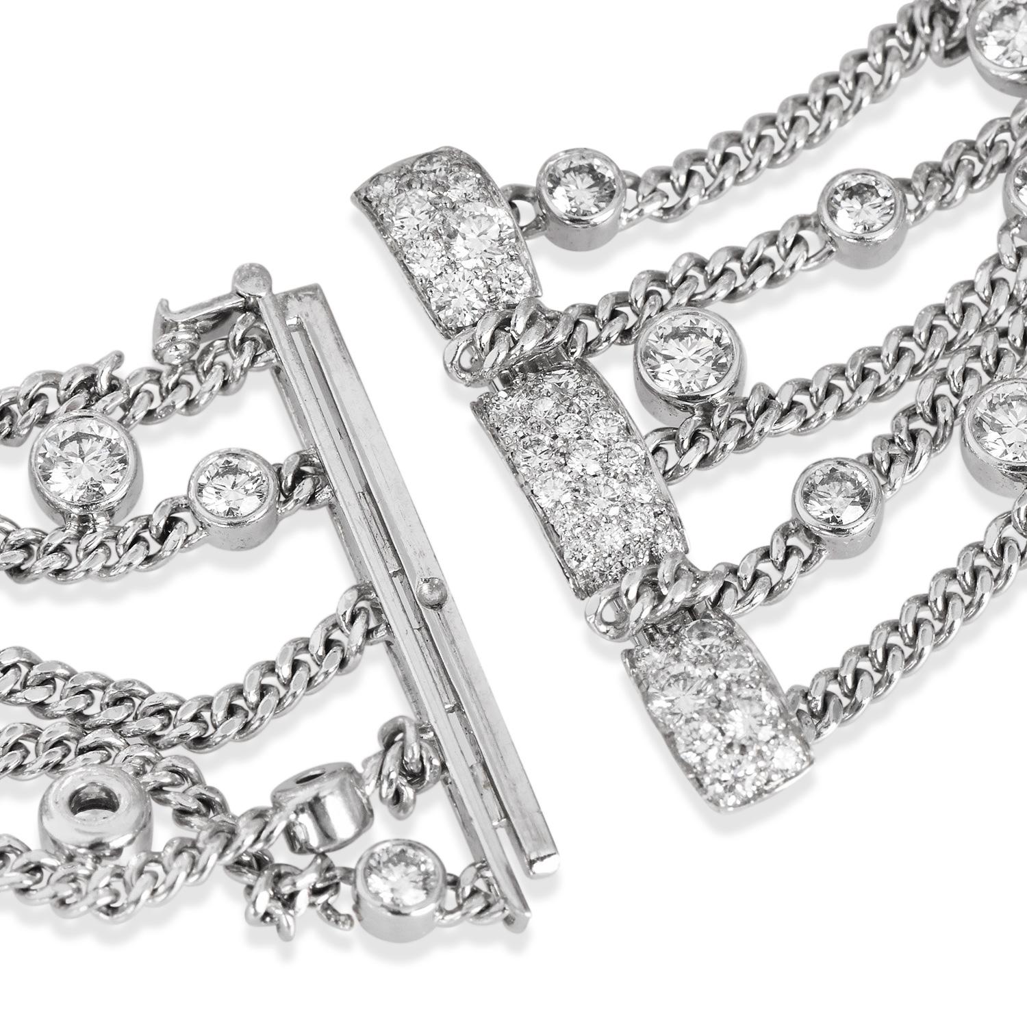 Round Cut CHANEL Tweed de Chanel 12.00cts Diamond 18K Gold Wrap Bracelet