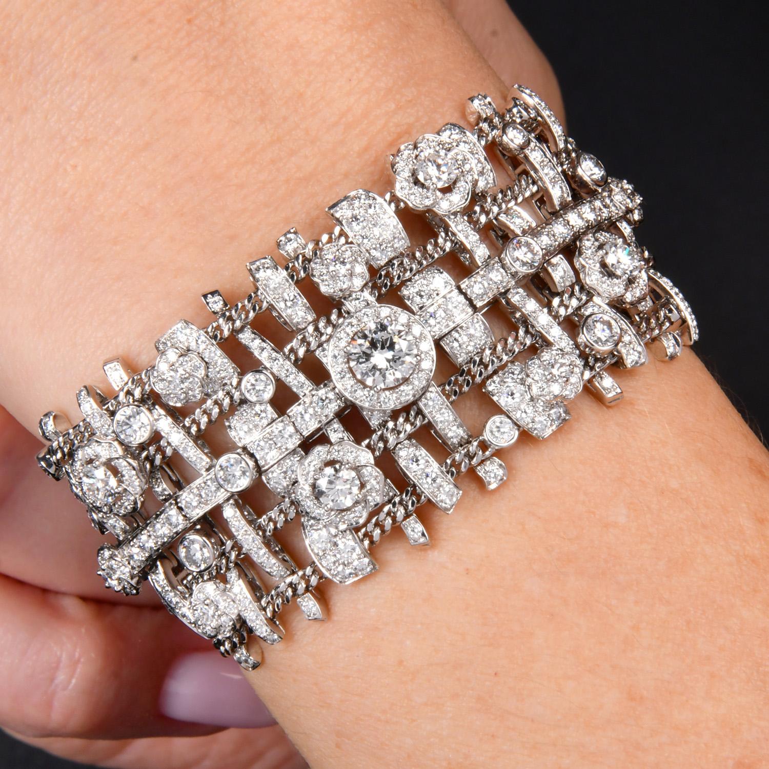 CHANEL Tweed de Chanel 12.00cts Diamond 18K Gold Wrap Bracelet 1