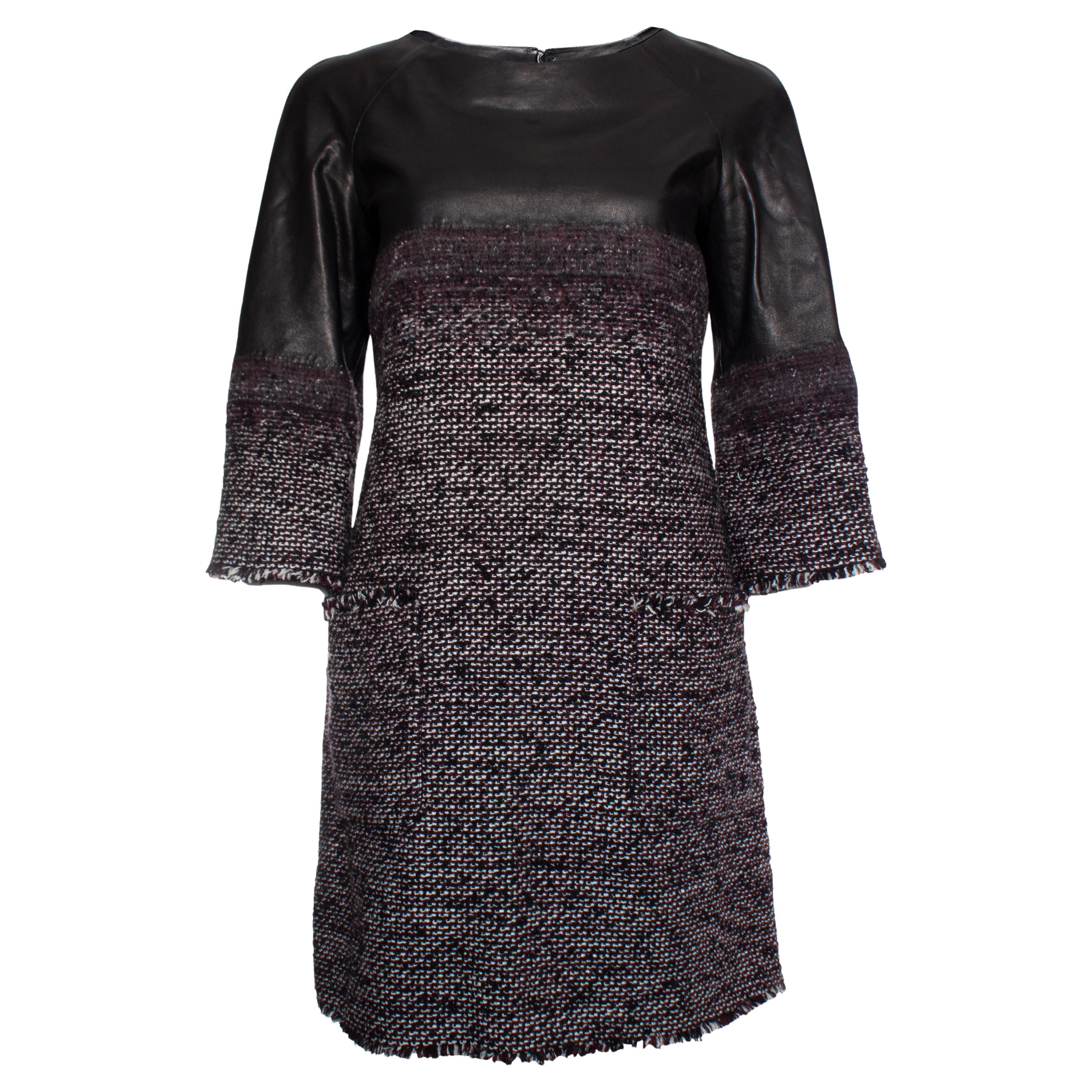 Chanel, tweed dress with leather