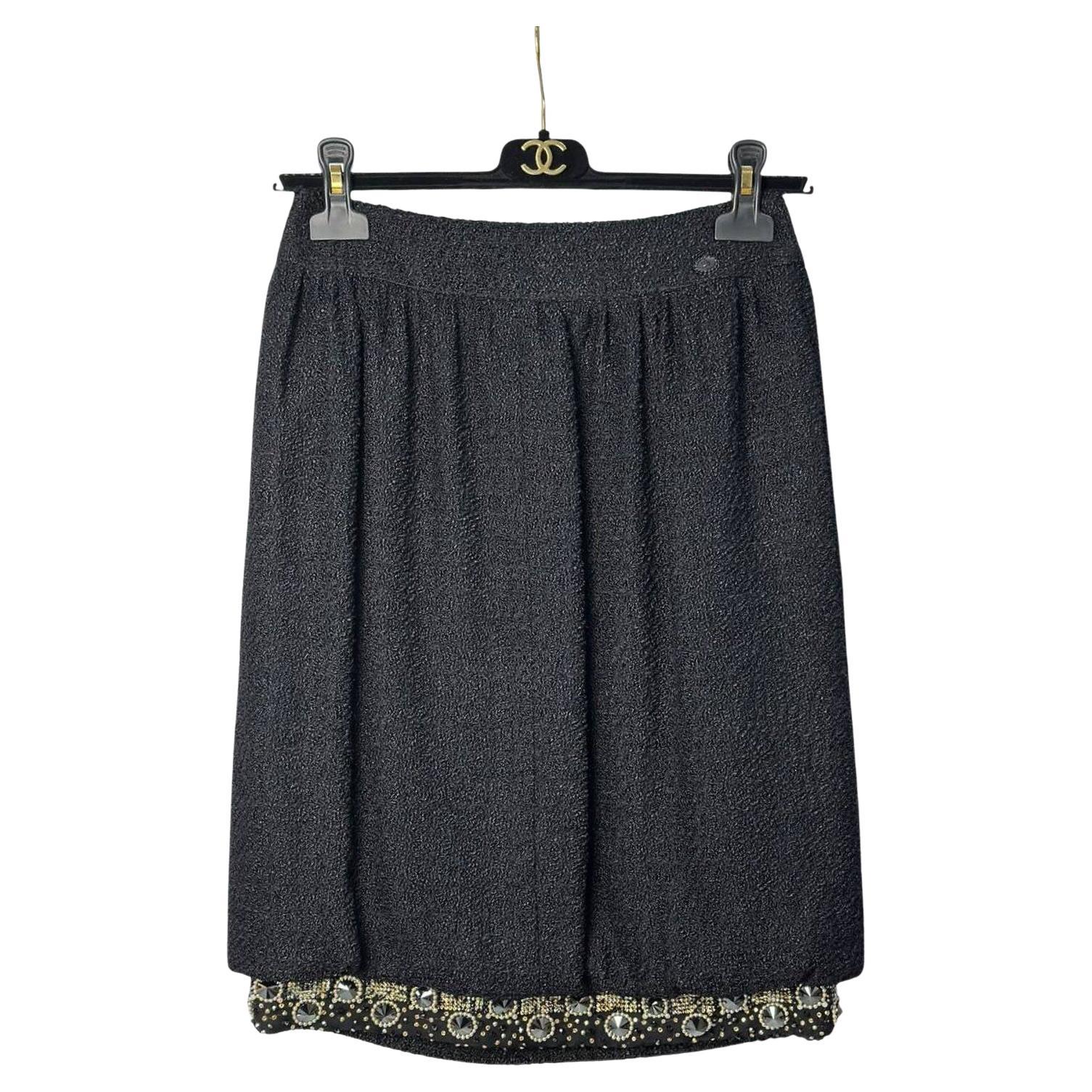 Gonna Chanel con ricamo in tweed Sz.36