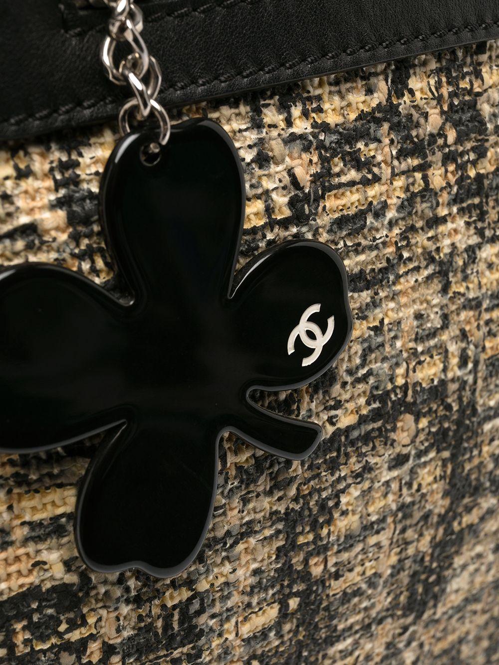 Brown Chanel Tweed Icon Clover Boston Handbag
