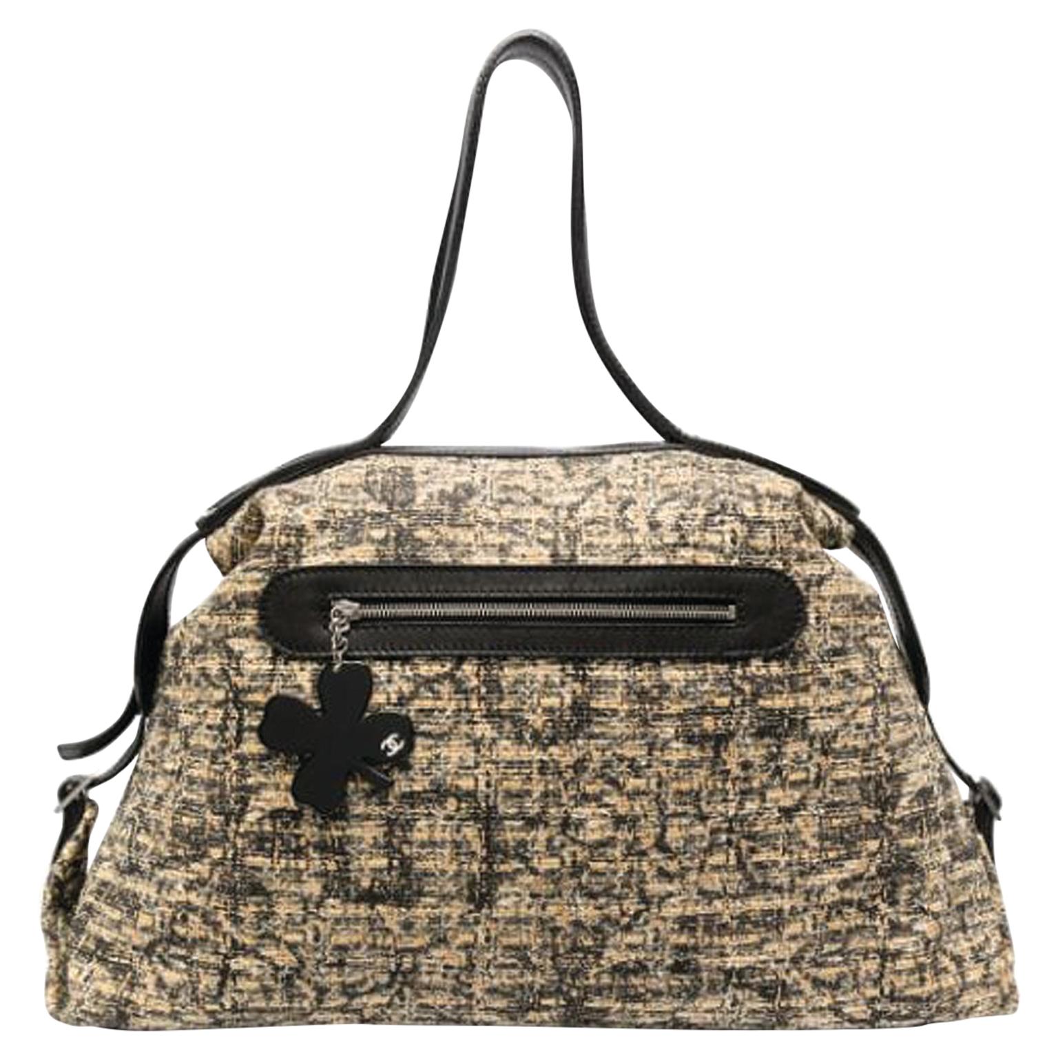 Chanel Tweed Icon Clover Boston Handbag