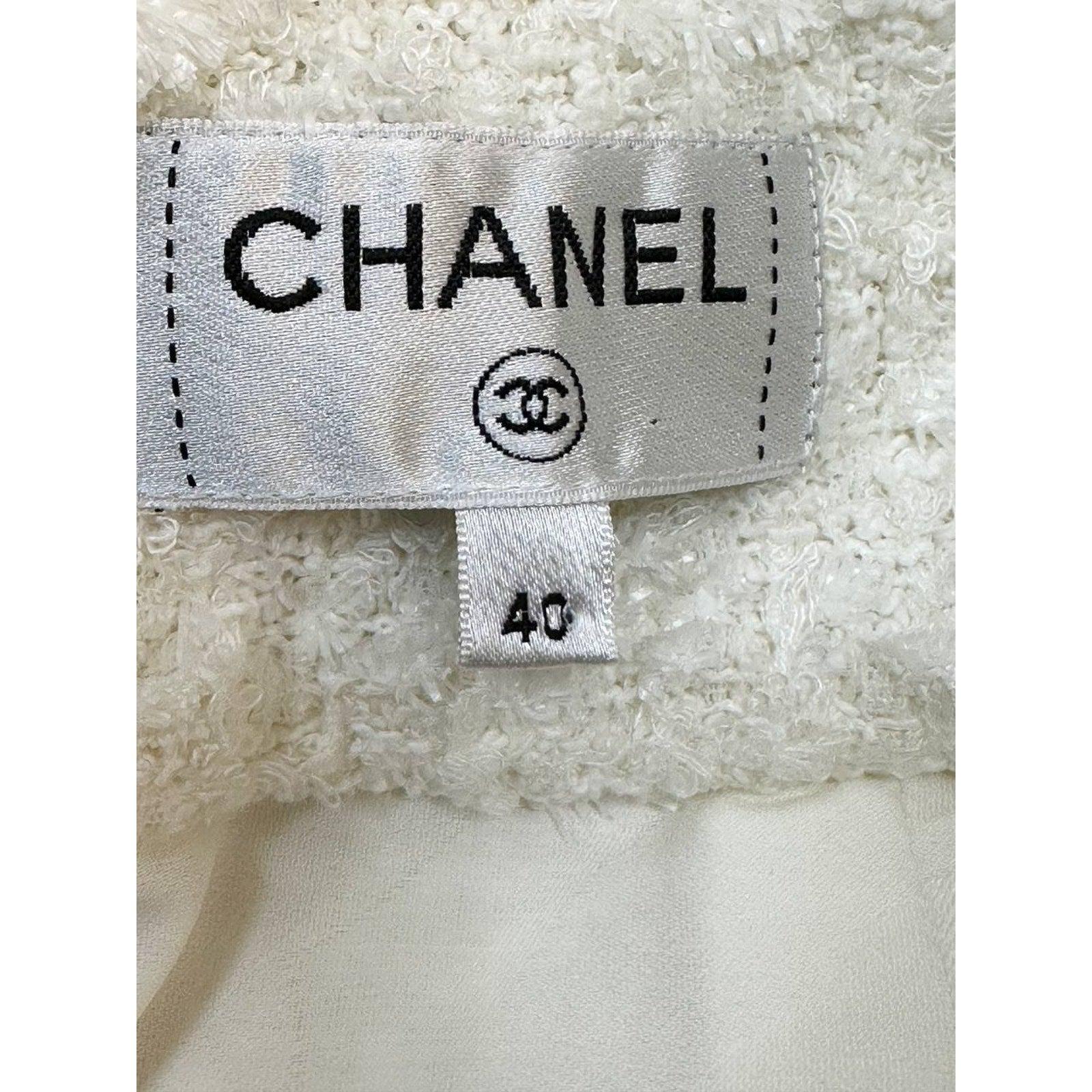 Chanel Tweed Elfenbein Mini-Rock Sz.40 im Angebot 1