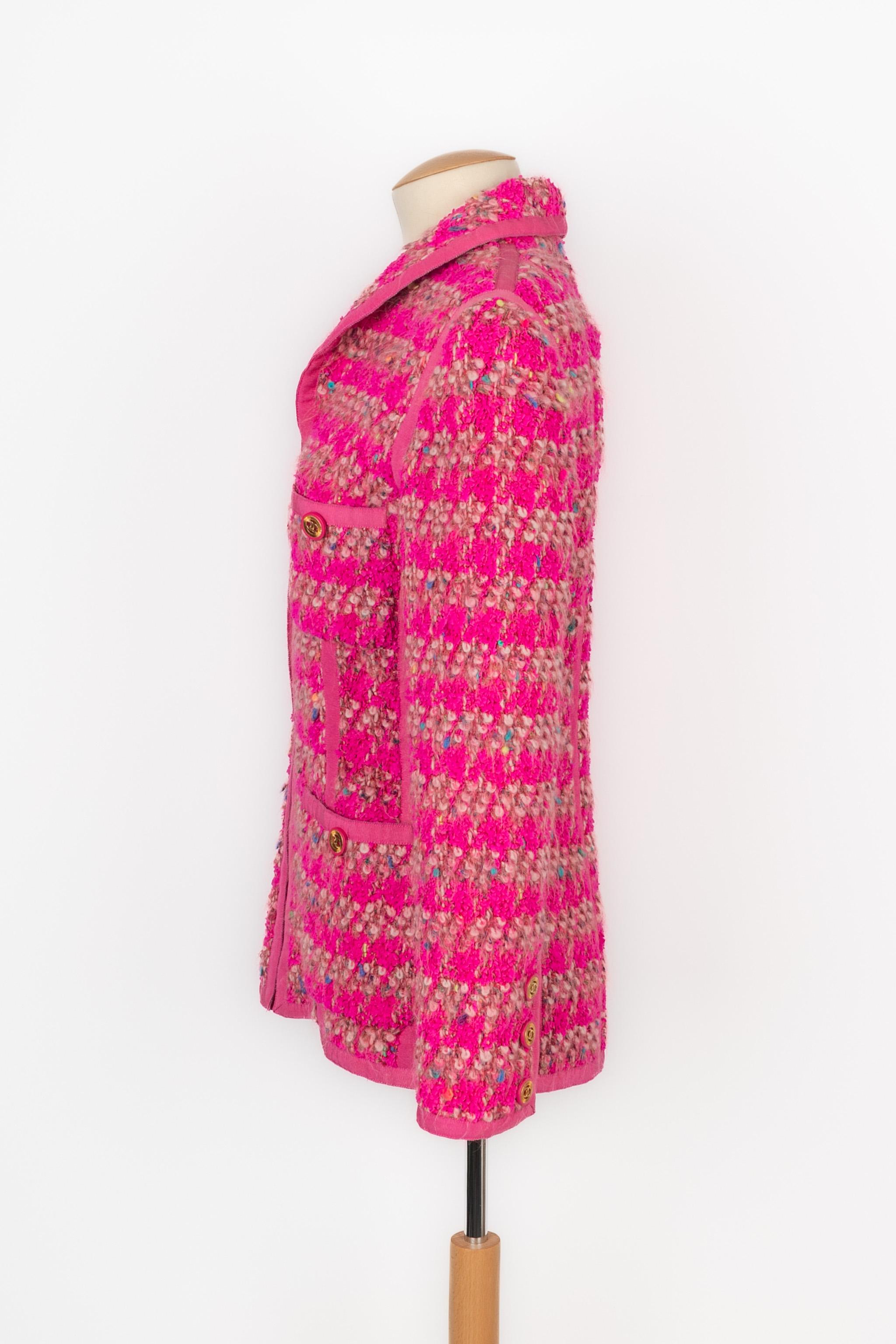 Pink Chanel tweed jacket 1991 For Sale