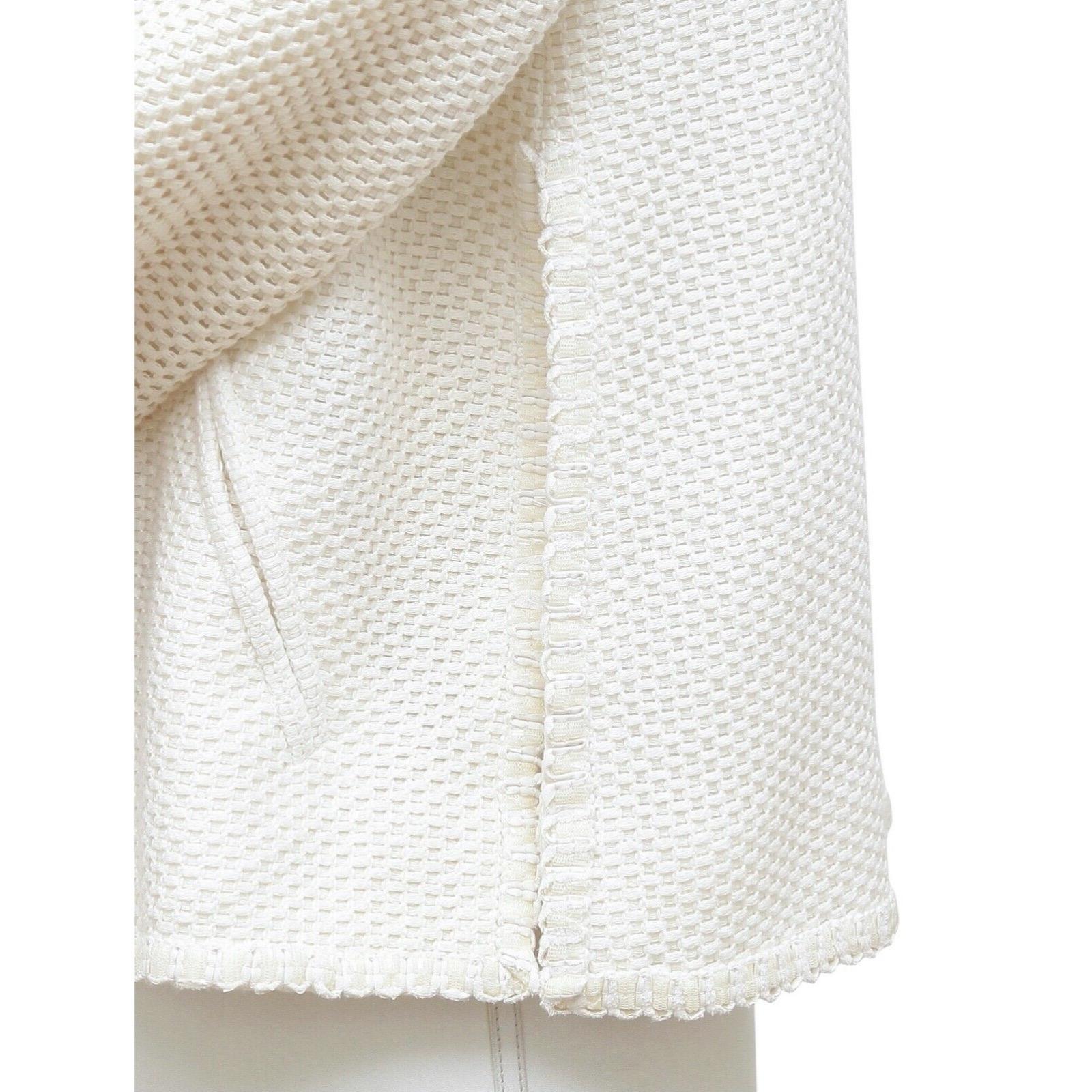 CHANEL Tweed Jacket Coat White Pearl 3/4 Sleeve Double Breasted 2013 13S Sz 34 For Sale 2