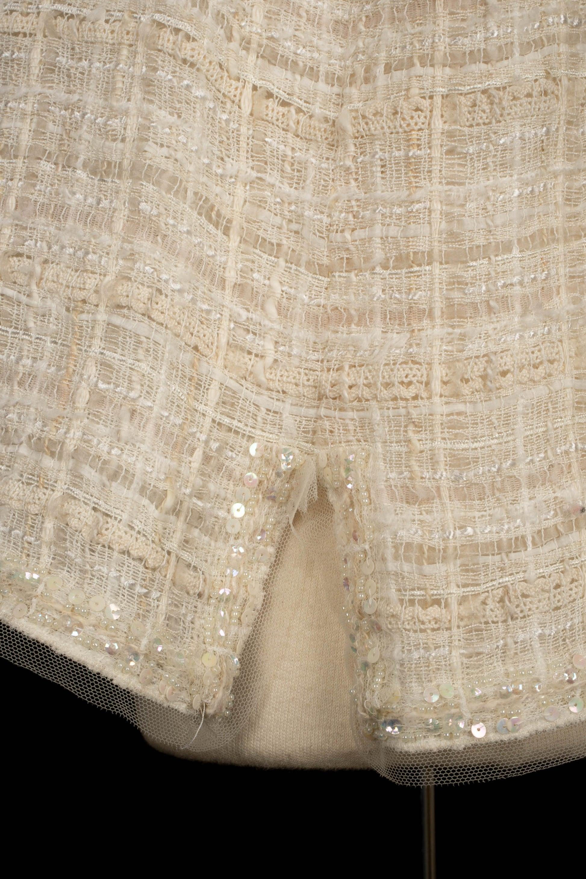 Women's Chanel Tweed Jacket Emroidered with Sequins and Pearls For Sale
