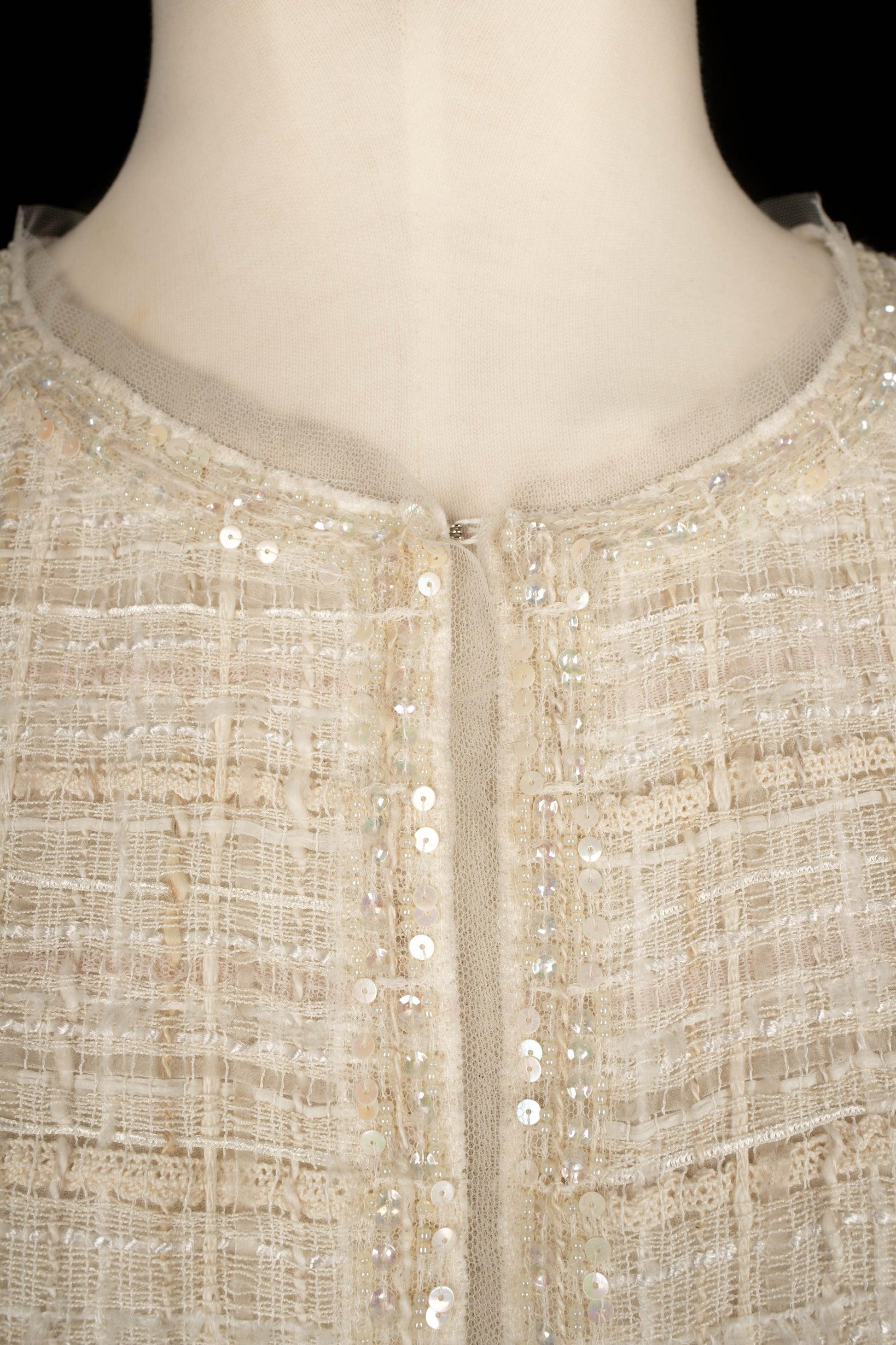 Chanel Tweed Jacket Emroidered with Sequins and Pearls For Sale 1