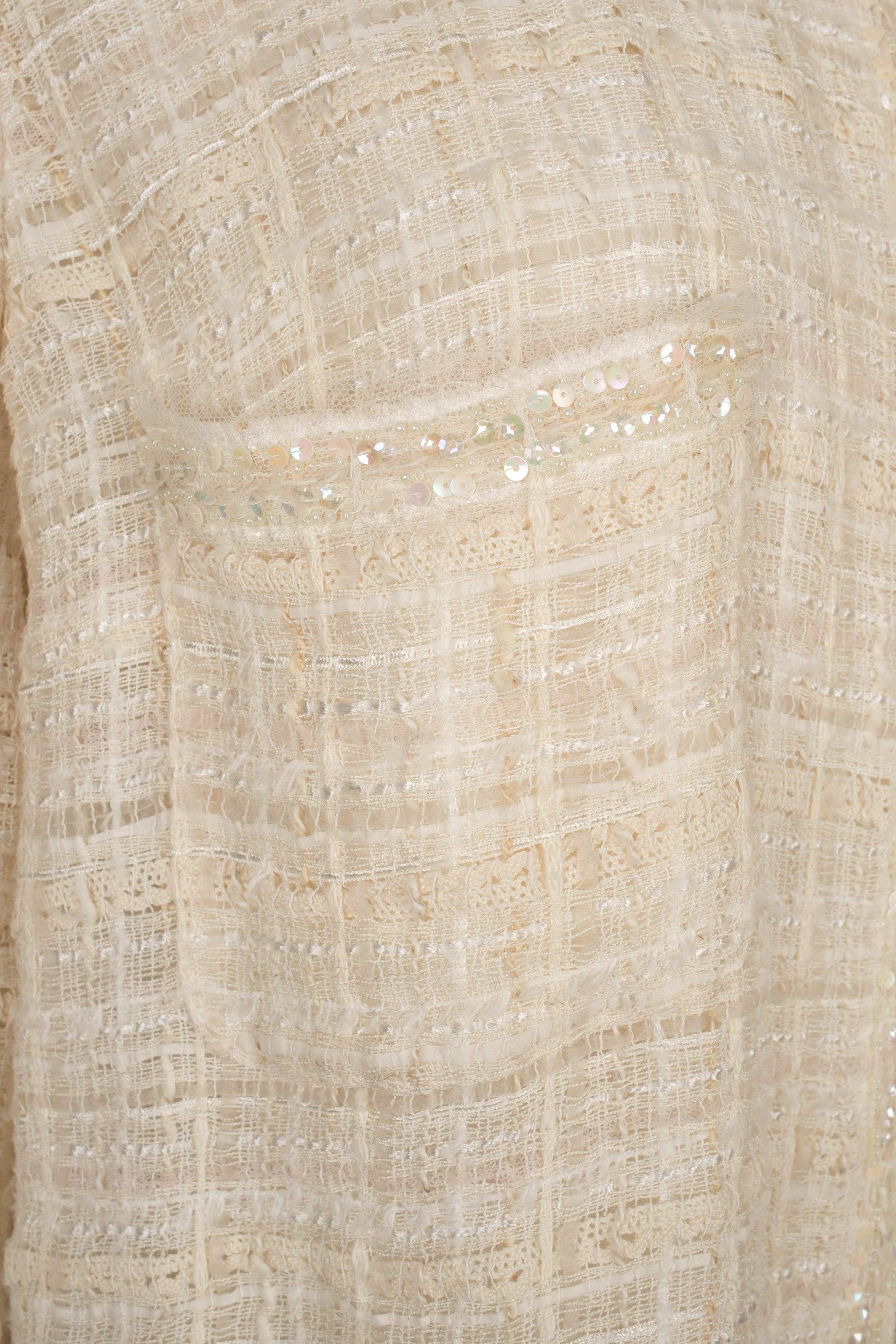 Chanel Tweed Jacket Emroidered with Sequins and Pearls For Sale 2