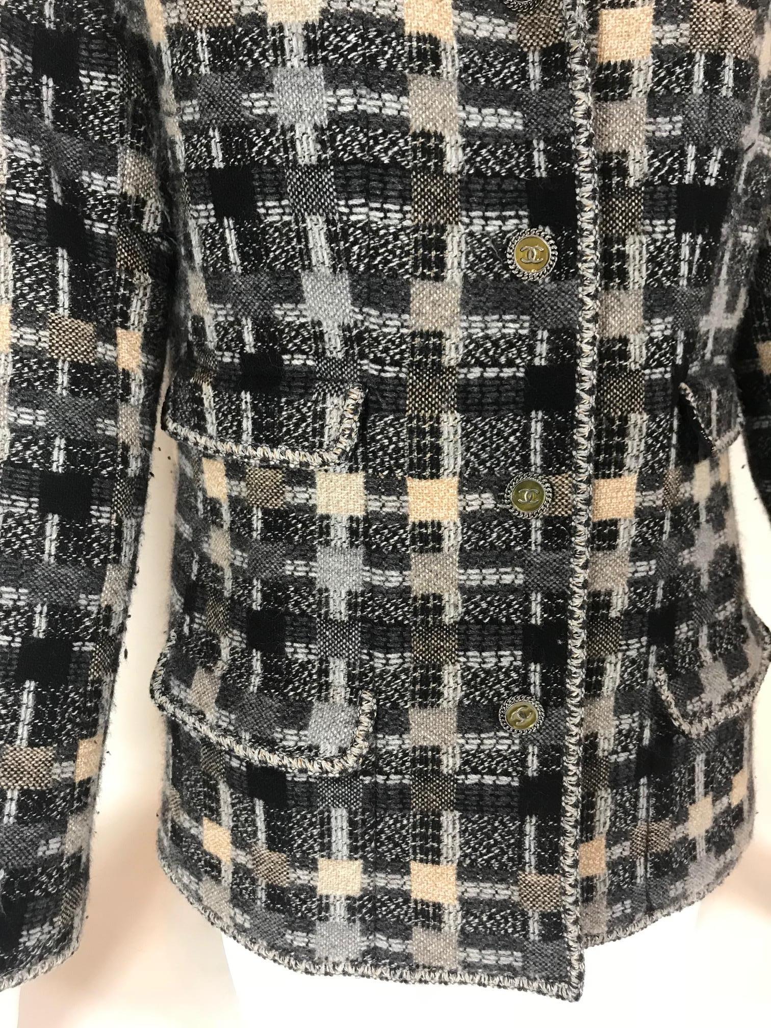 Black Chanel Tweed Jacket For Sale