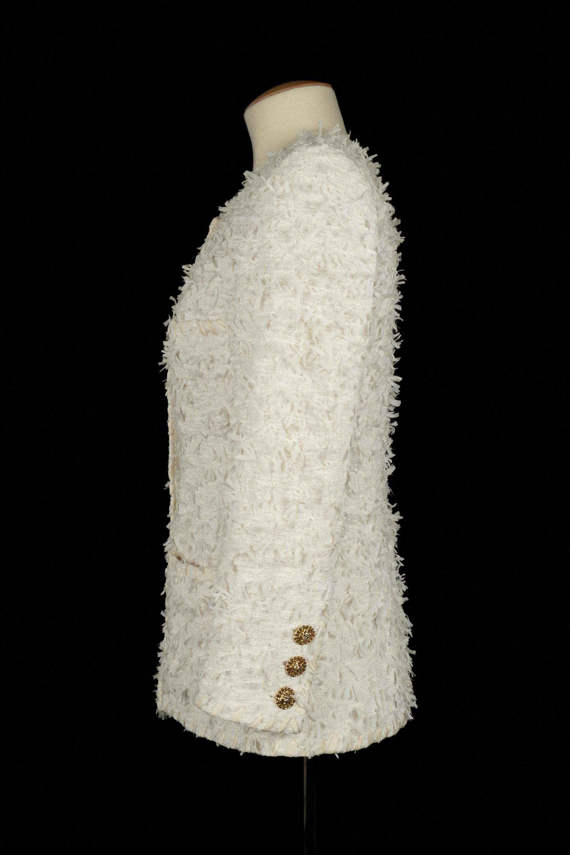 Beige Veste en tweed Chanel Haute Couture en vente