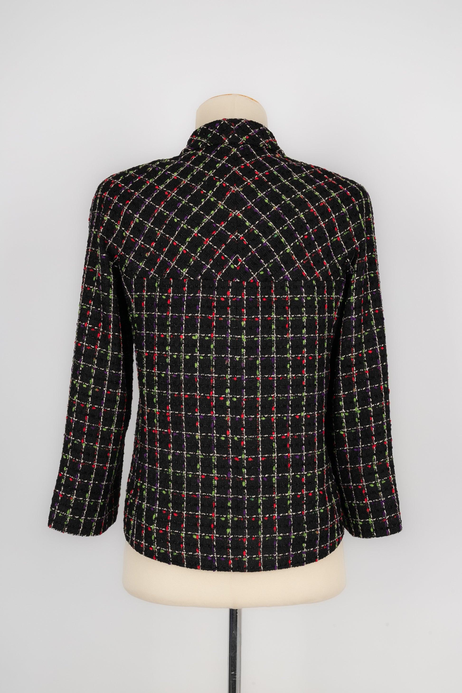 Black Chanel Tweed Jacket with Silk Lining For Sale