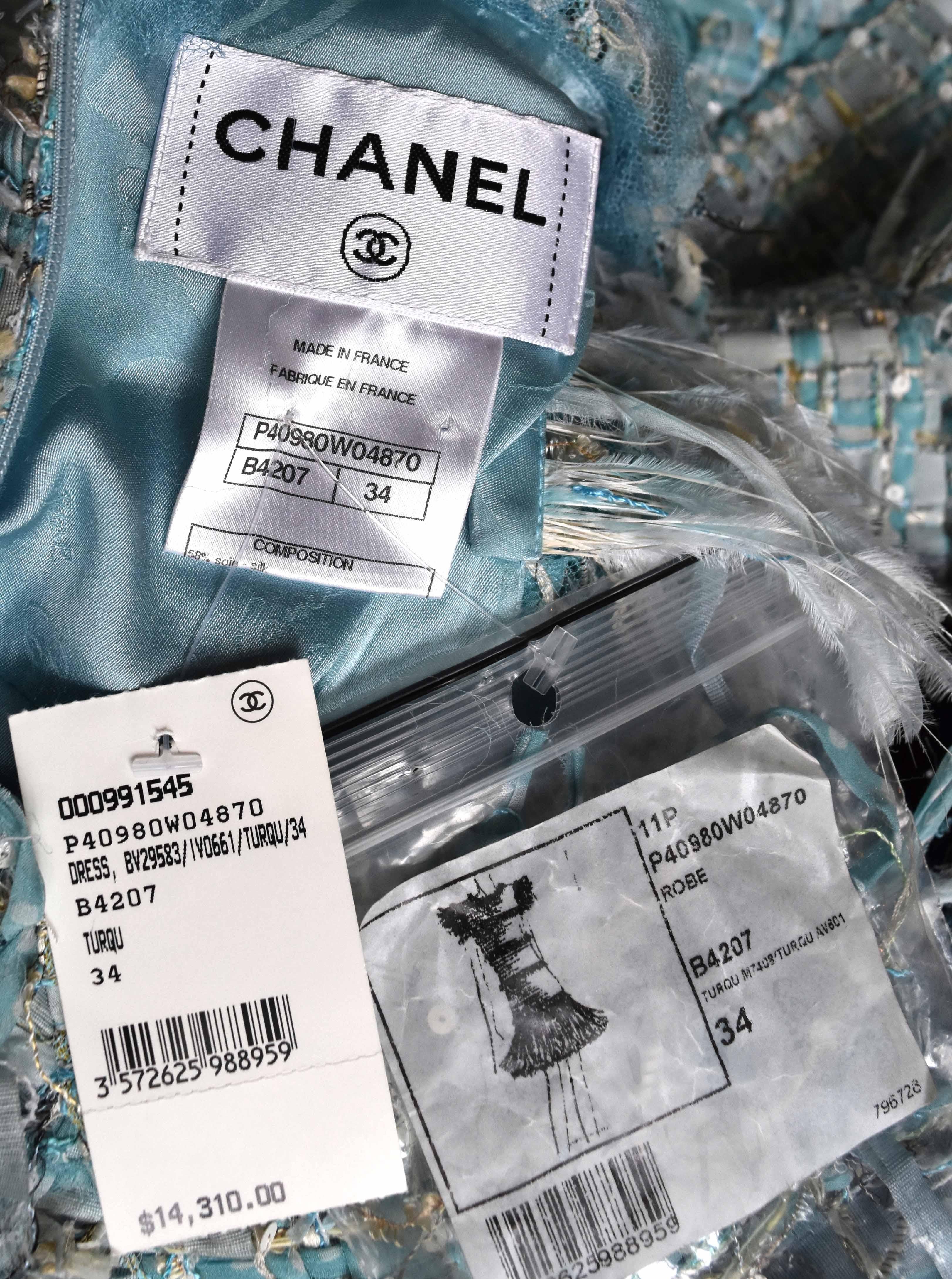 Chanel Tweed Jeweled Runway Fringe Dress With Belt NWT $14, 310 11P Spring 2011  3