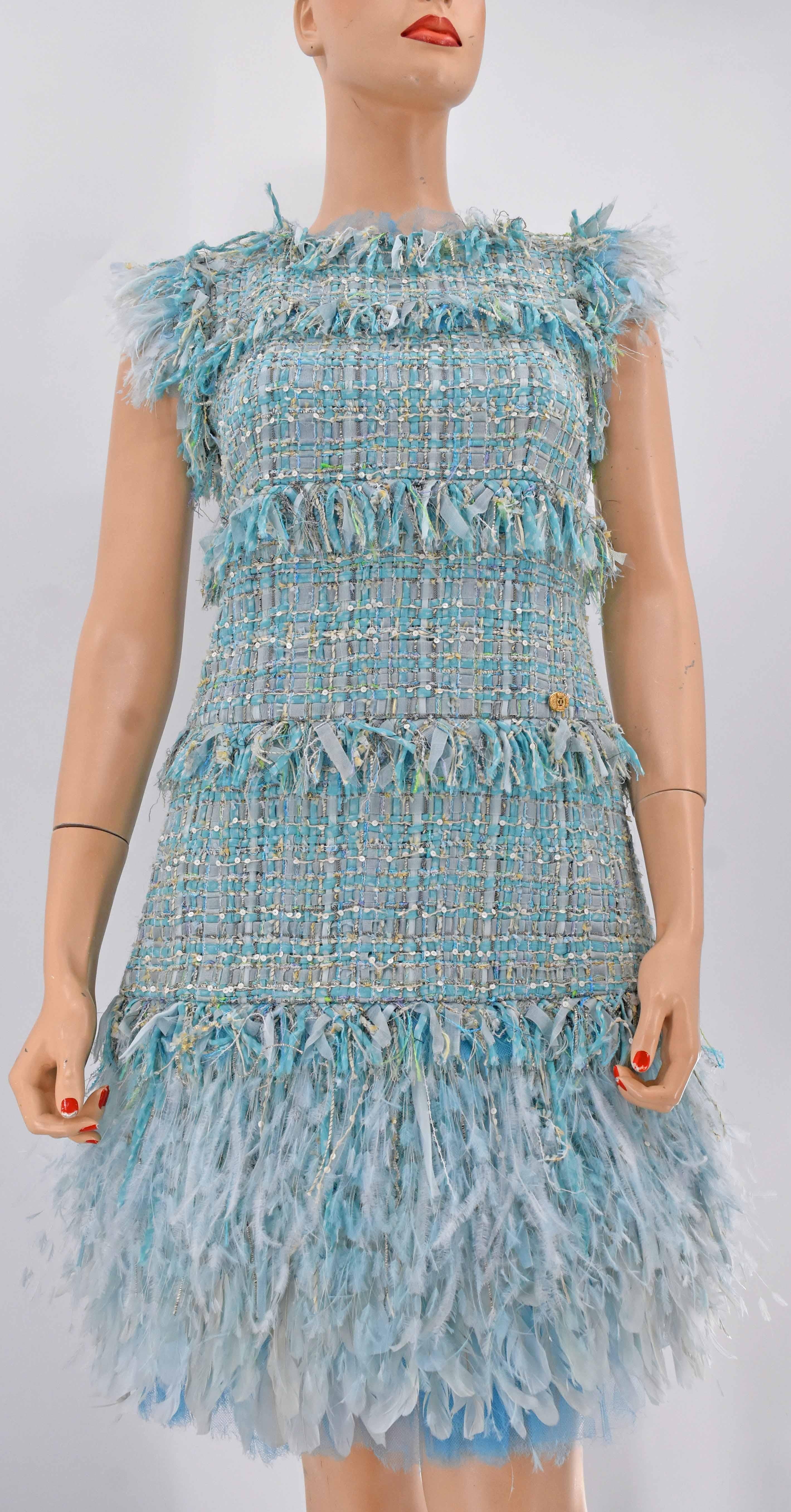 light blue fringe dress