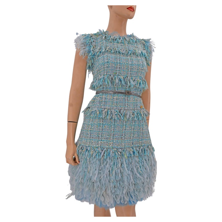 Chanel Tweed Jeweled Runway Fringe Dress With Belt NWT $14, 310 11P Spring  2011