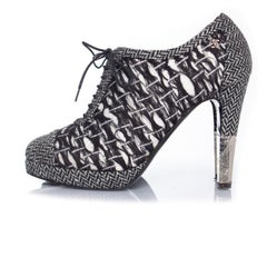 Chanel, Tweed lace up ankle boots