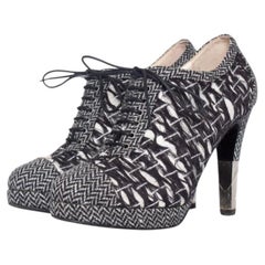 Chanel, Tweed lace up ankle boots