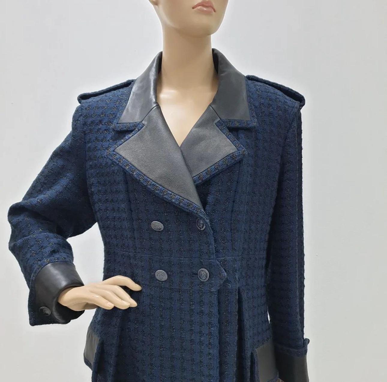 Chanel Tweed Leather Coat   For Sale 1