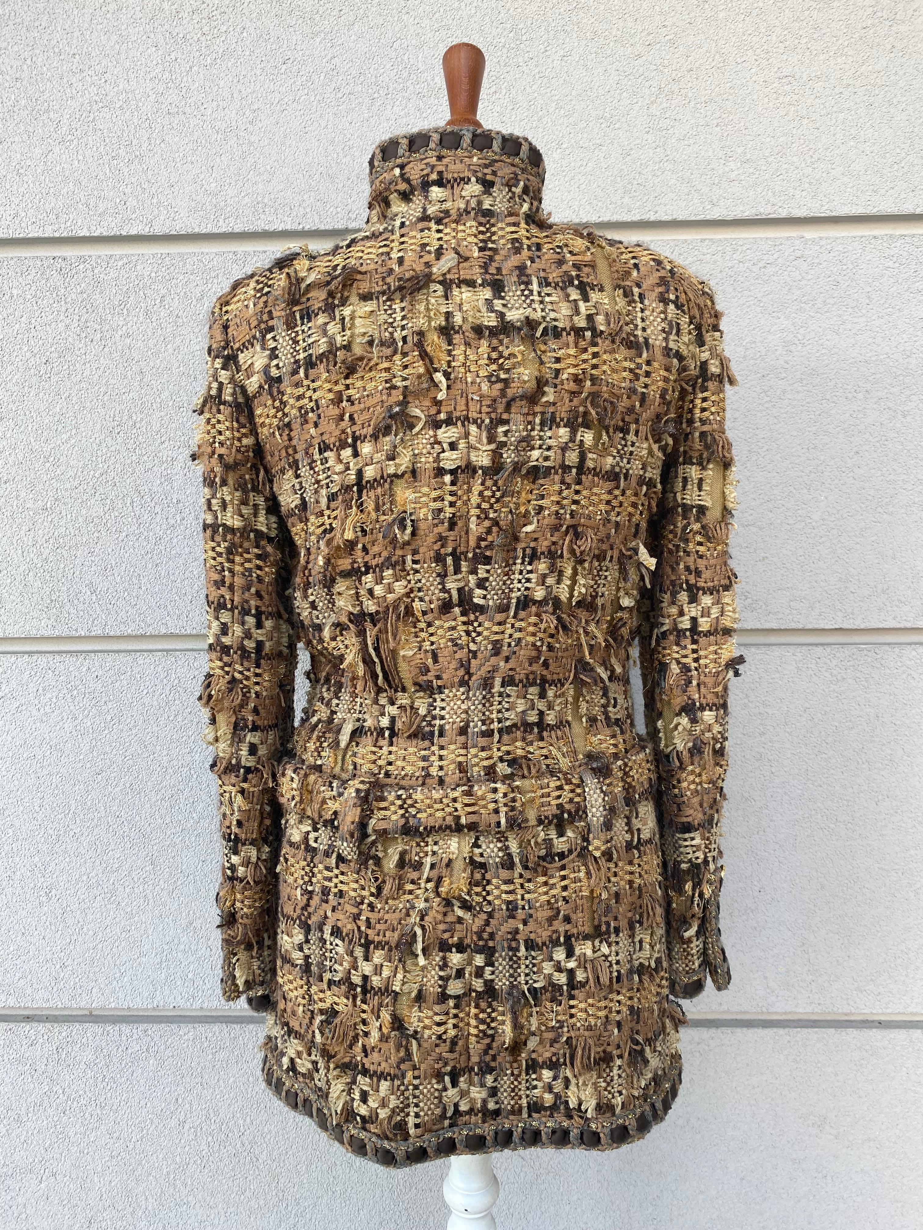Brown Chanel tweed Lesage coat from the Chanel pre fall 2016 fashion show.
