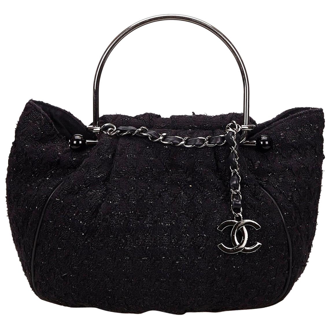 Black Chanel 2005 Tweed Limited Edition Collector’s Large Novelty Tote Top Handle Bag For Sale