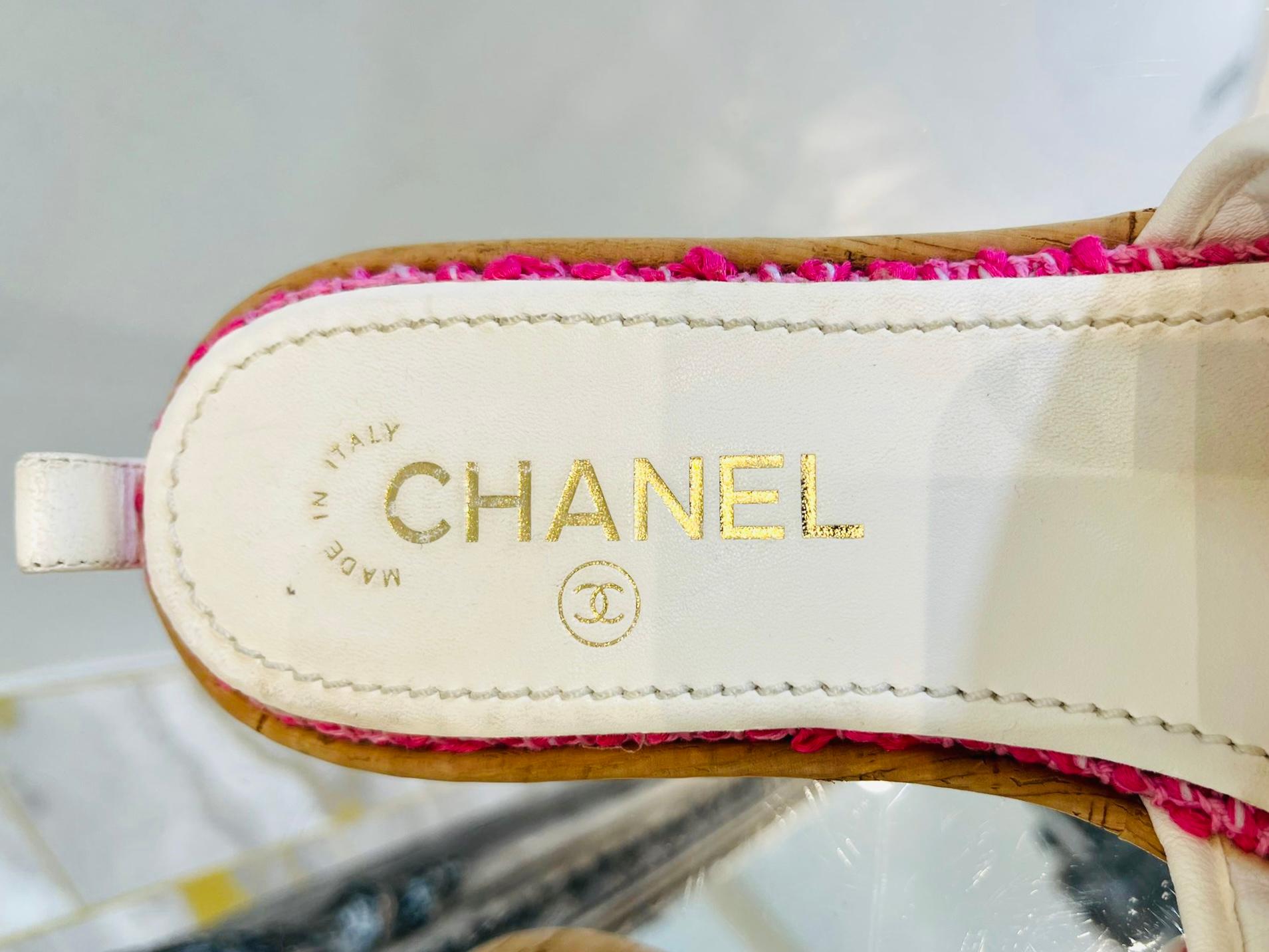 Women's Chanel Tweed Logo Mules
