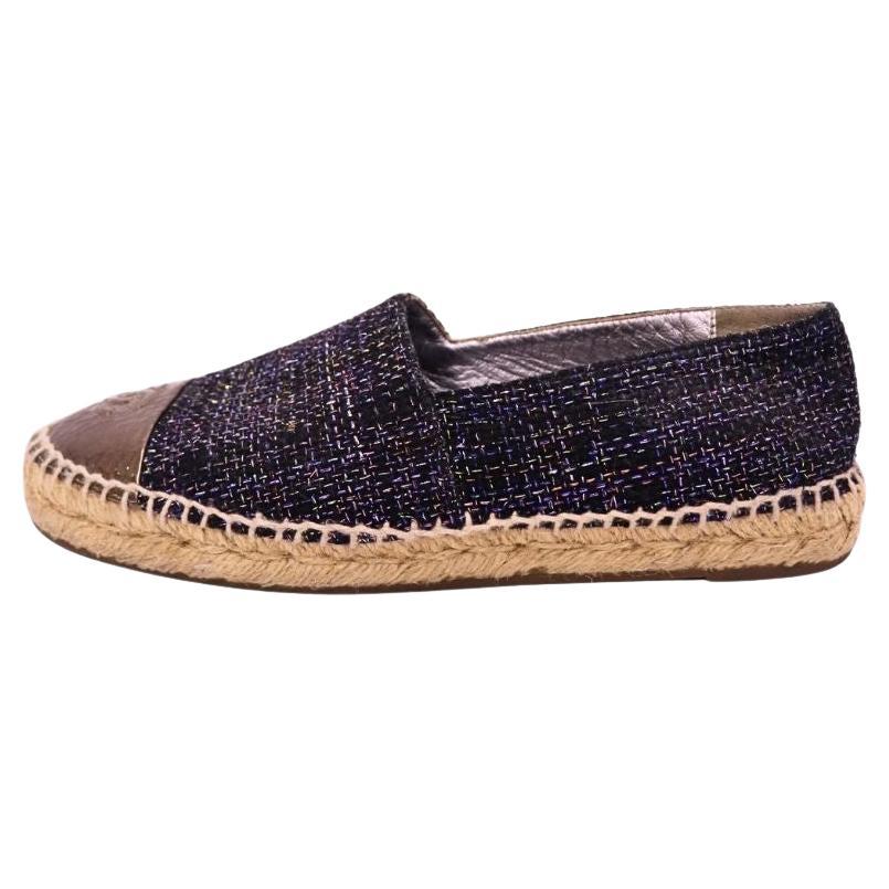 Espadrillas Chanel in tweed e pelle metallizzata - EU 38