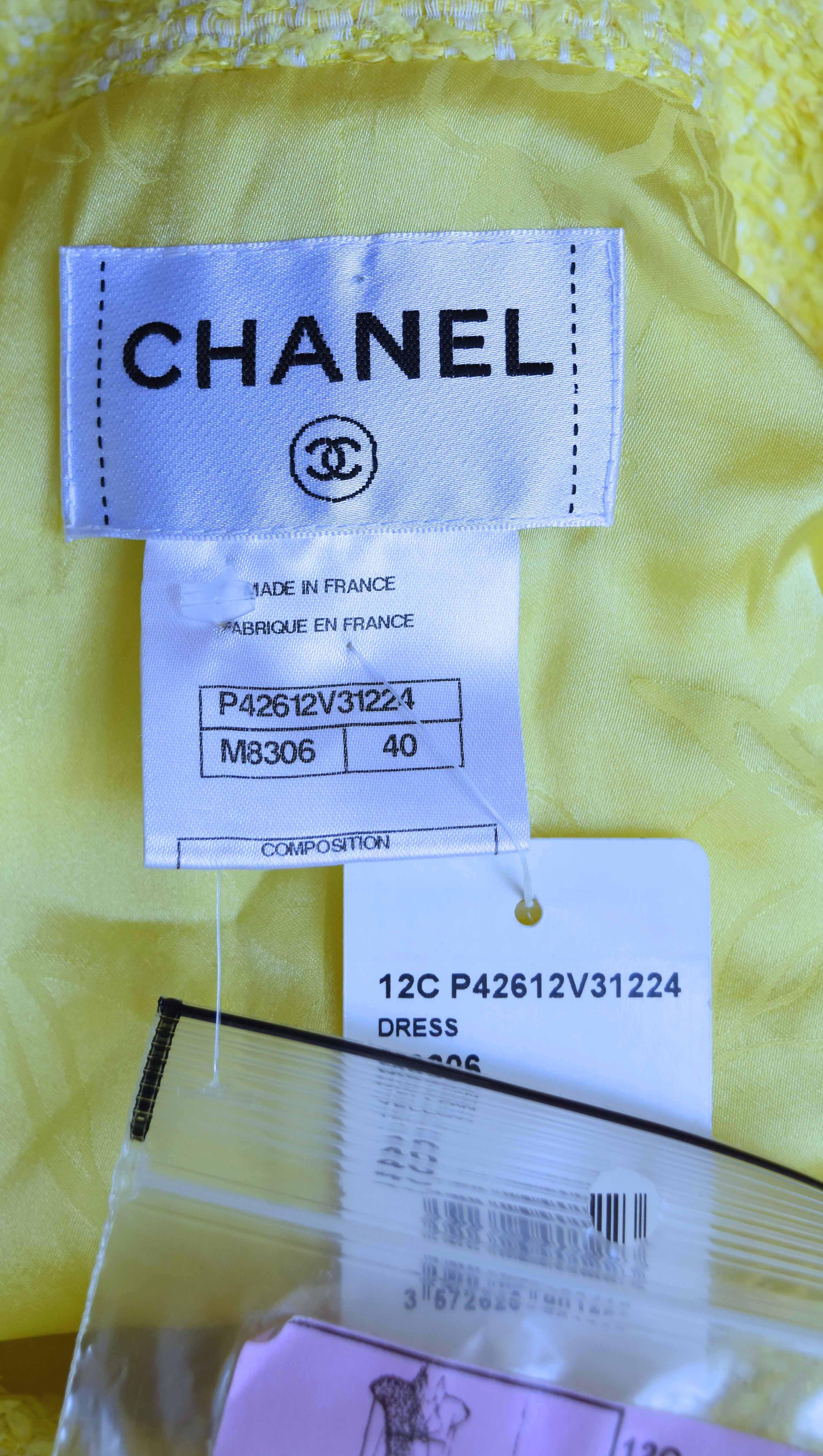 Women's Chanel Tweed Midi Dress 12C 2012 NWT Retails $ 6700 Size 40 For Sale