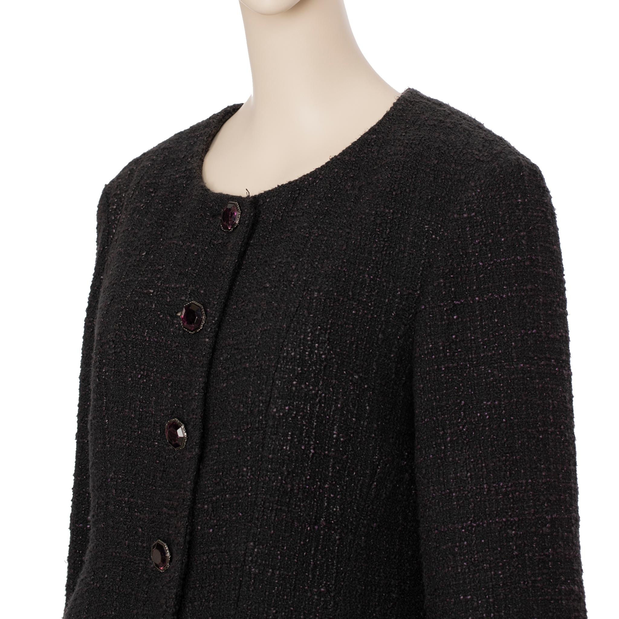 Chanel Tweed Multi-button Crew Neck Jacket 40 FR For Sale 6