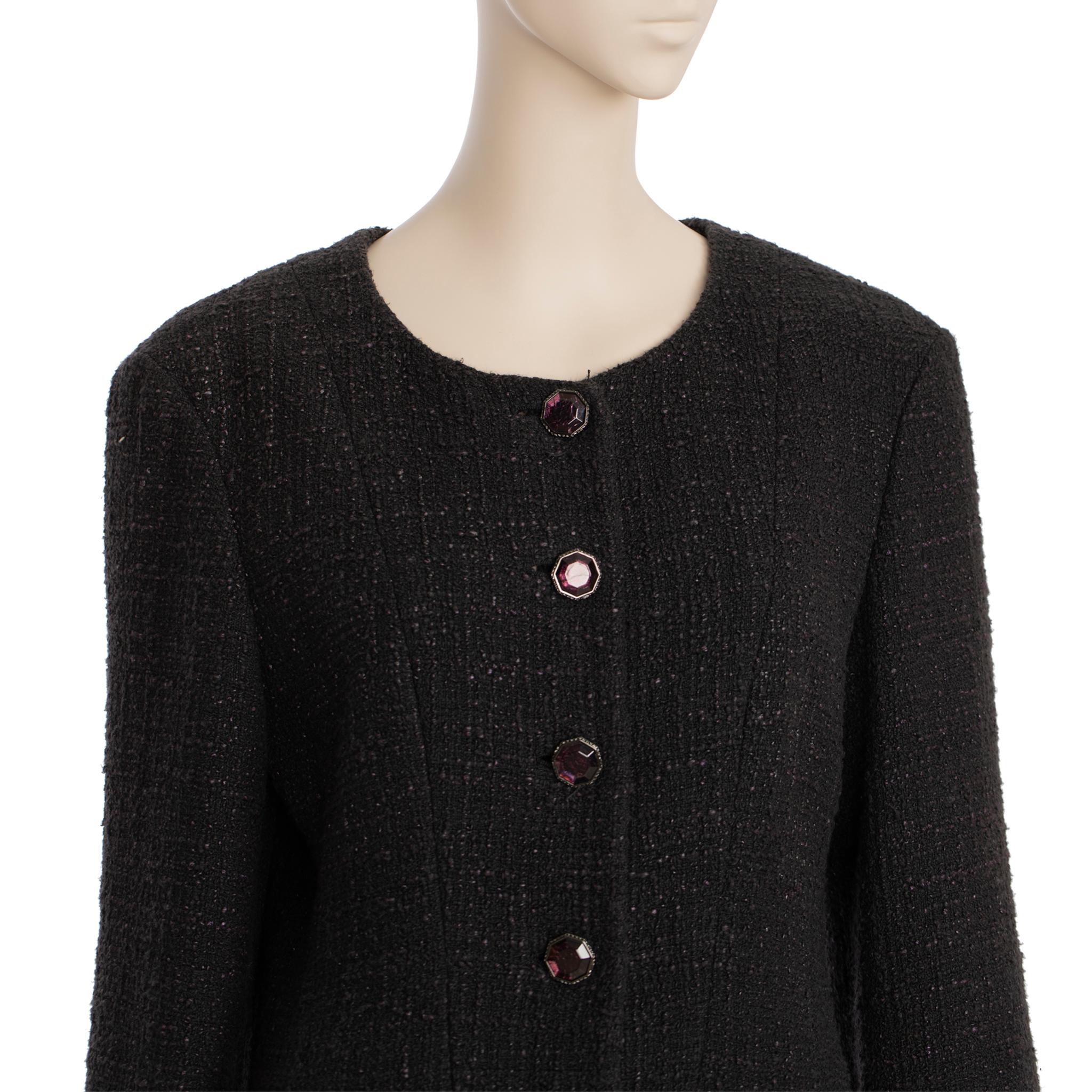 Chanel Tweed Multi-button Crew Neck Jacket 40 FR For Sale 7