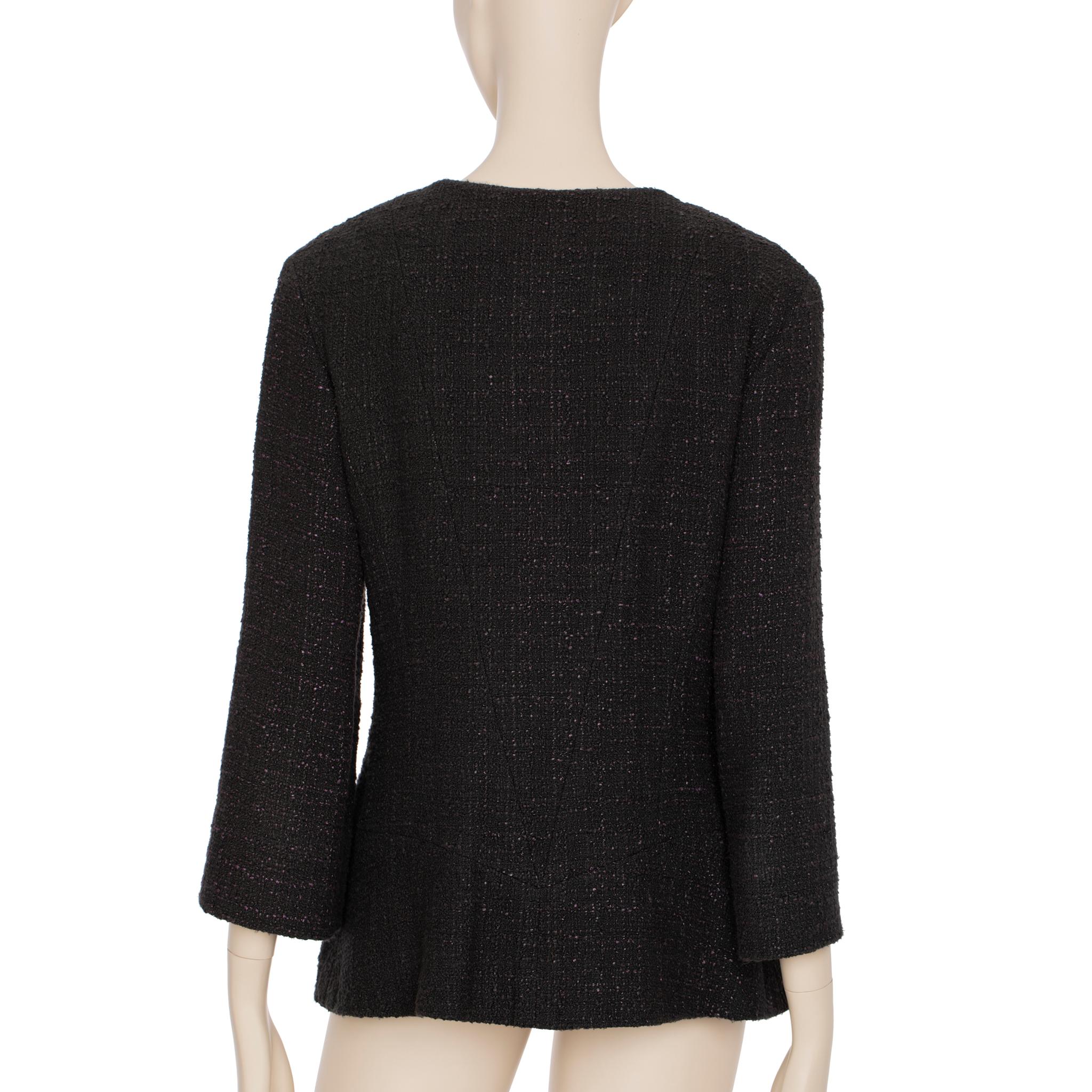 Chanel Tweed Multi-button Crew Neck Jacket 40 FR For Sale 4
