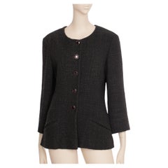 Used Chanel Tweed Multi-button Crew Neck Jacket 40 FR