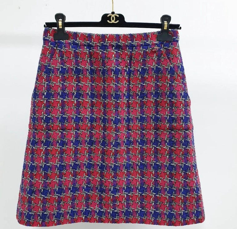 CHANEL 04P Tweed Fringe skirt Bottoms P23054 multicolor 38