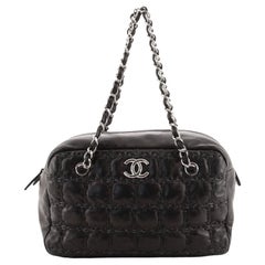 Chanel Tweed On Square Stitch Bubble Bowler Tasche Lammfell mit Tweed