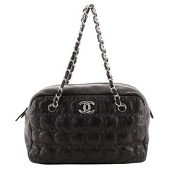 Chanel Tweed On Square Stitch Bubble Bowler Bag Lambskin with Tweed
