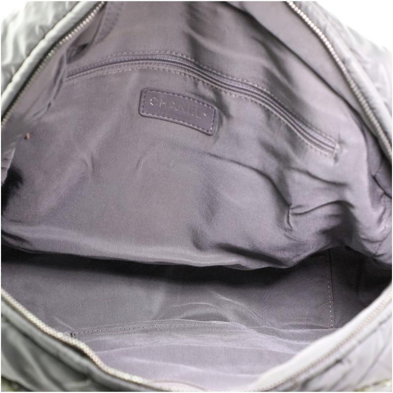 Gray Chanel Tweed On Stitch Bubble Bowling Bag Quilted Nylon Large