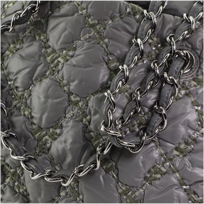 Women's or Men's Chanel Tweed On Stitch Bubble Bowling Bag Quilted Nylon Large