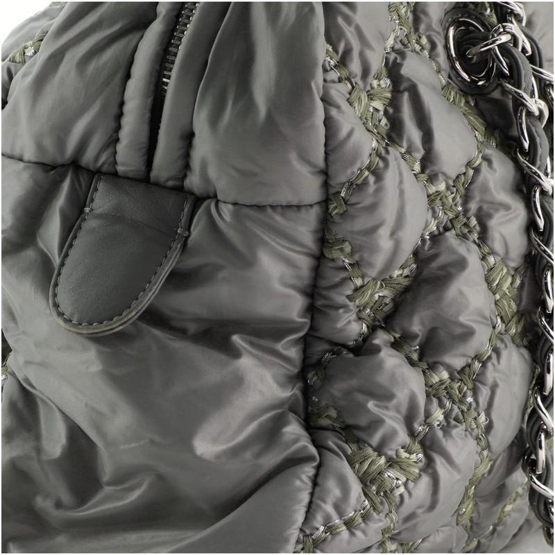 Chanel Tweed On Stitch Bubble Bowling Bag Quilted Nylon Large 1