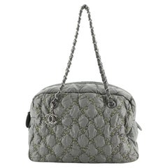 Chanel Tweed On Stitch Bubble Bowling Bag Quilted Nylon Large