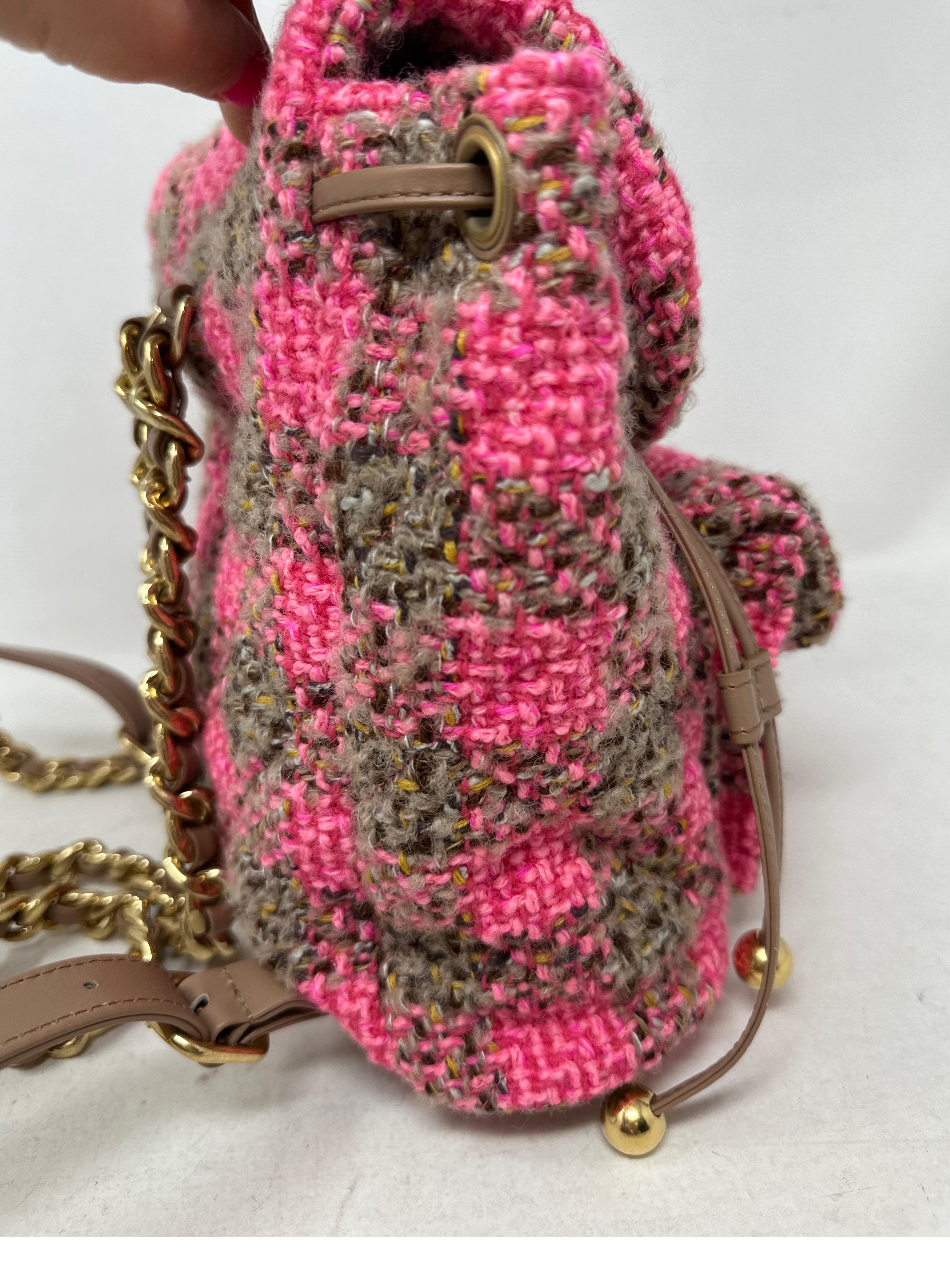Chanel Tweed Pink and Tan Backpack  For Sale 7