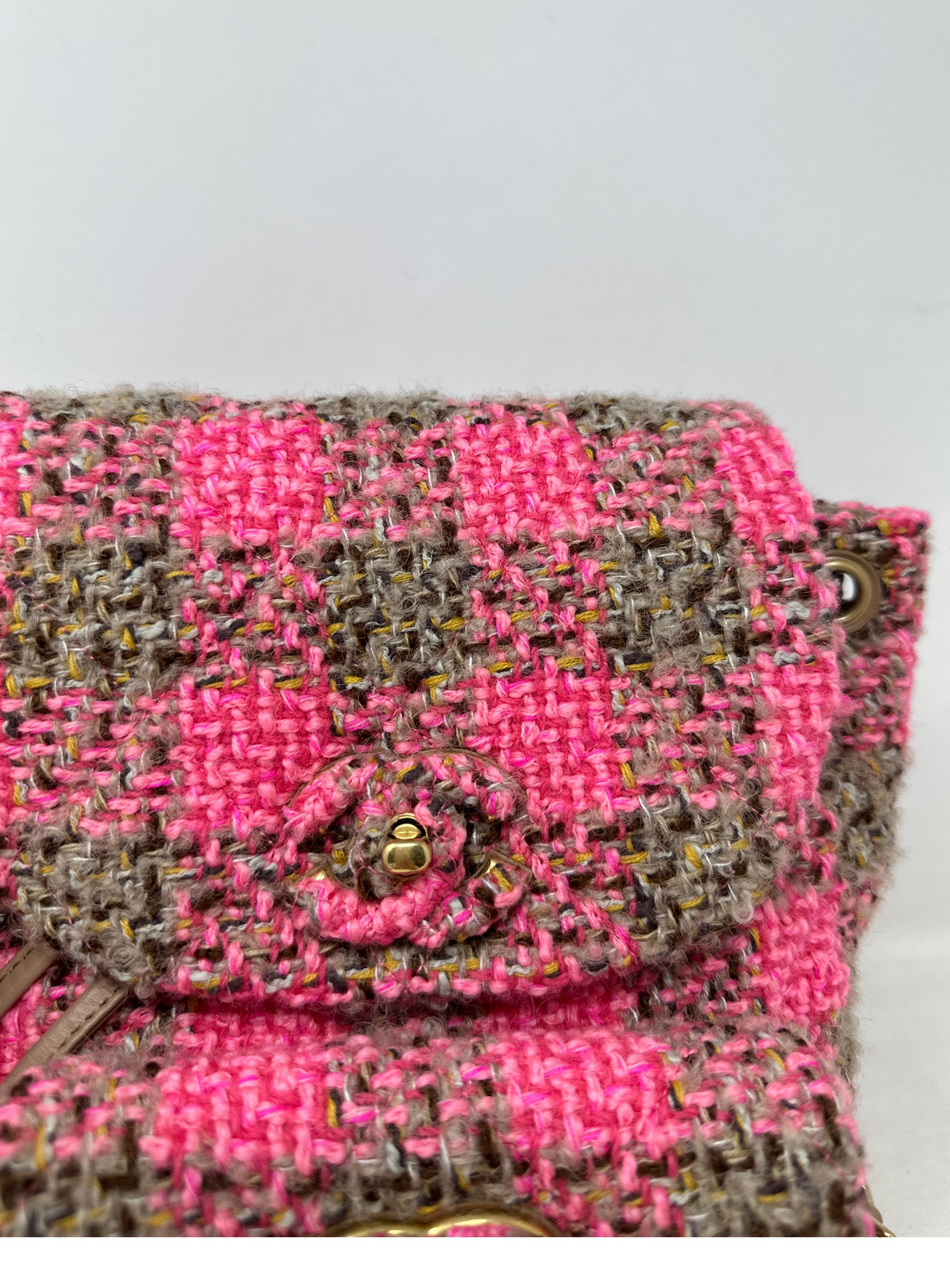 Chanel Tweed Pink and Tan Backpack  For Sale 4