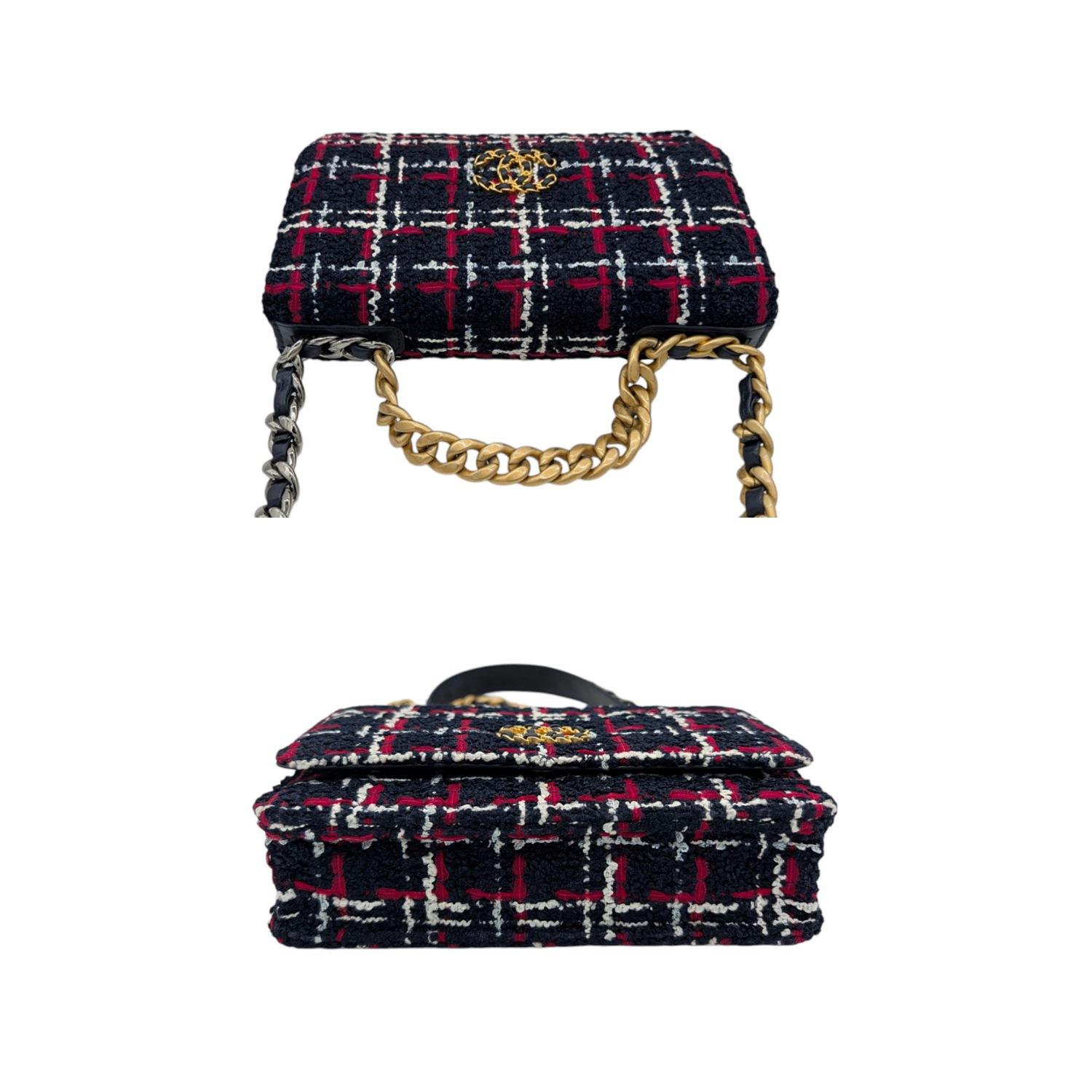 Women's Chanel Tweed Quilted Chanel 19 Wallet On Chain WOC For Sale