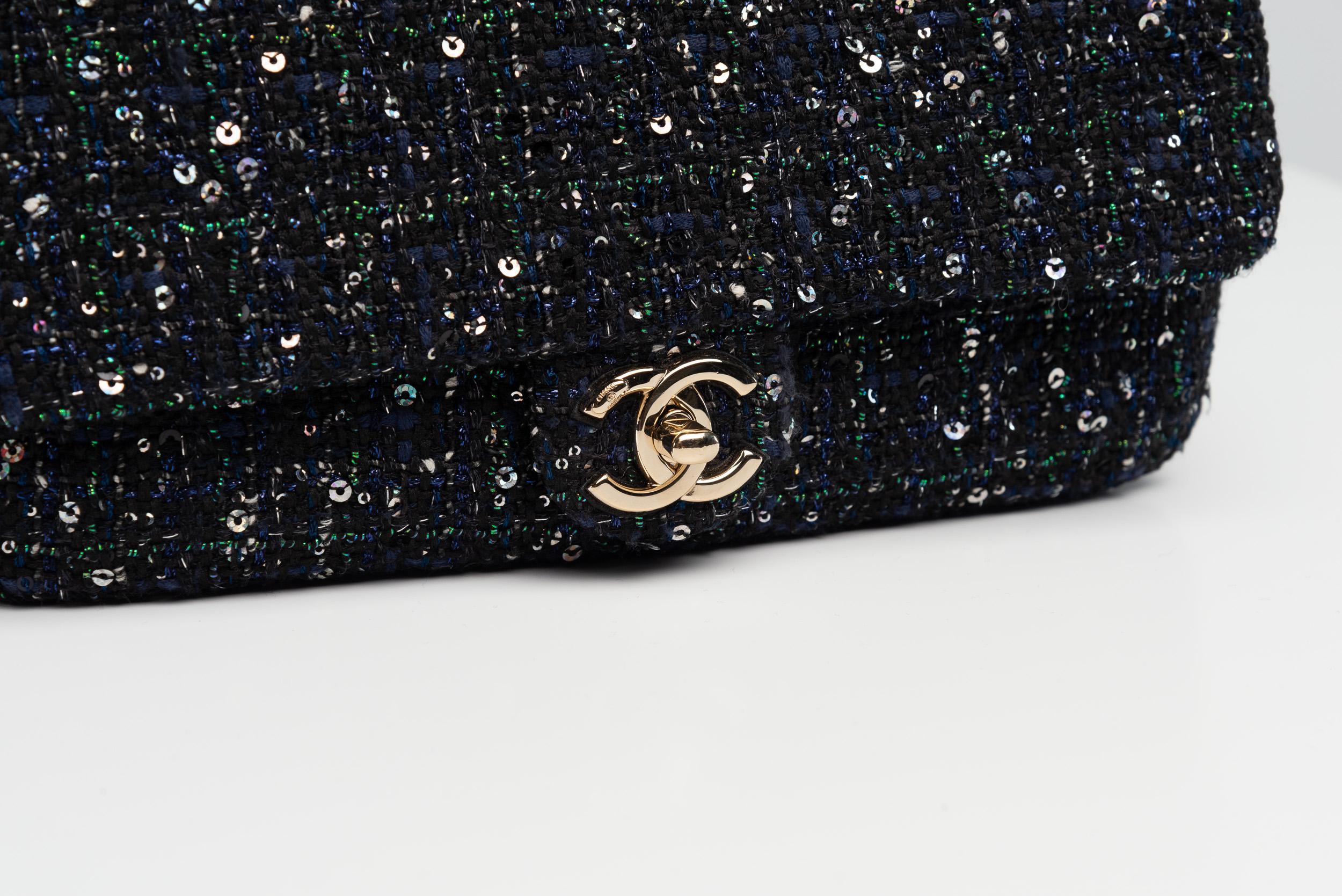 Chanel Tweed Sequins Pearl Bag RARE Full-Set en vente 5