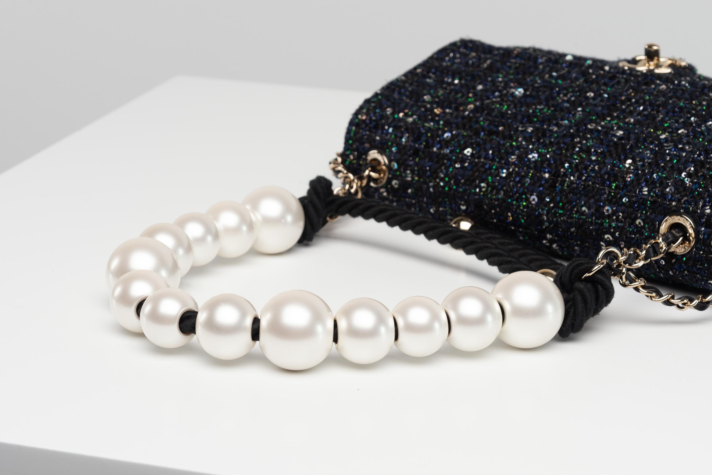 Chanel Tweed Sequins Pearl Bag RARE Full-Set en vente 4