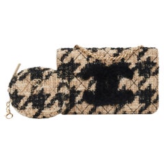 Chanel Tweed Shearling Wallet On Chain WOC Crossbody Bag 2019