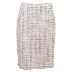 CHANEL Tweed Skirt Fantasy Multi-Color Camellia Cotton 2013 RUNWAY SZ 40