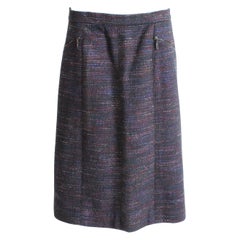 Chanel Tweed Skirt Multicolor Cotton Blend Pencil 02A Fall 2002 Size 40 Vintage