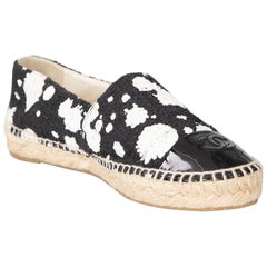 Chanel Tweed Splatter Paint Print Espadrilles Size IT 38