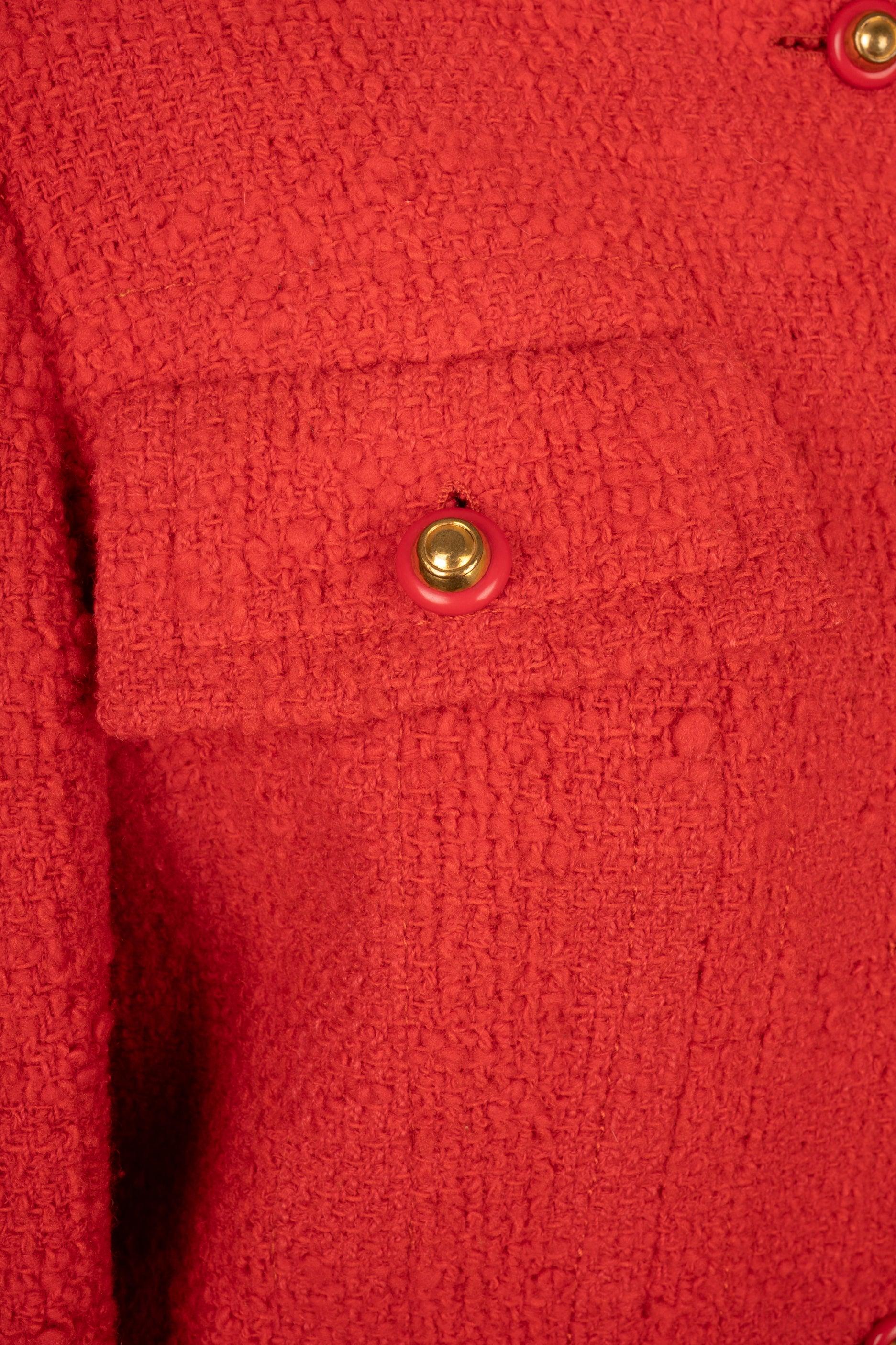 Chanel Tweed Suit with Red Silk Lining Haute Couture 6