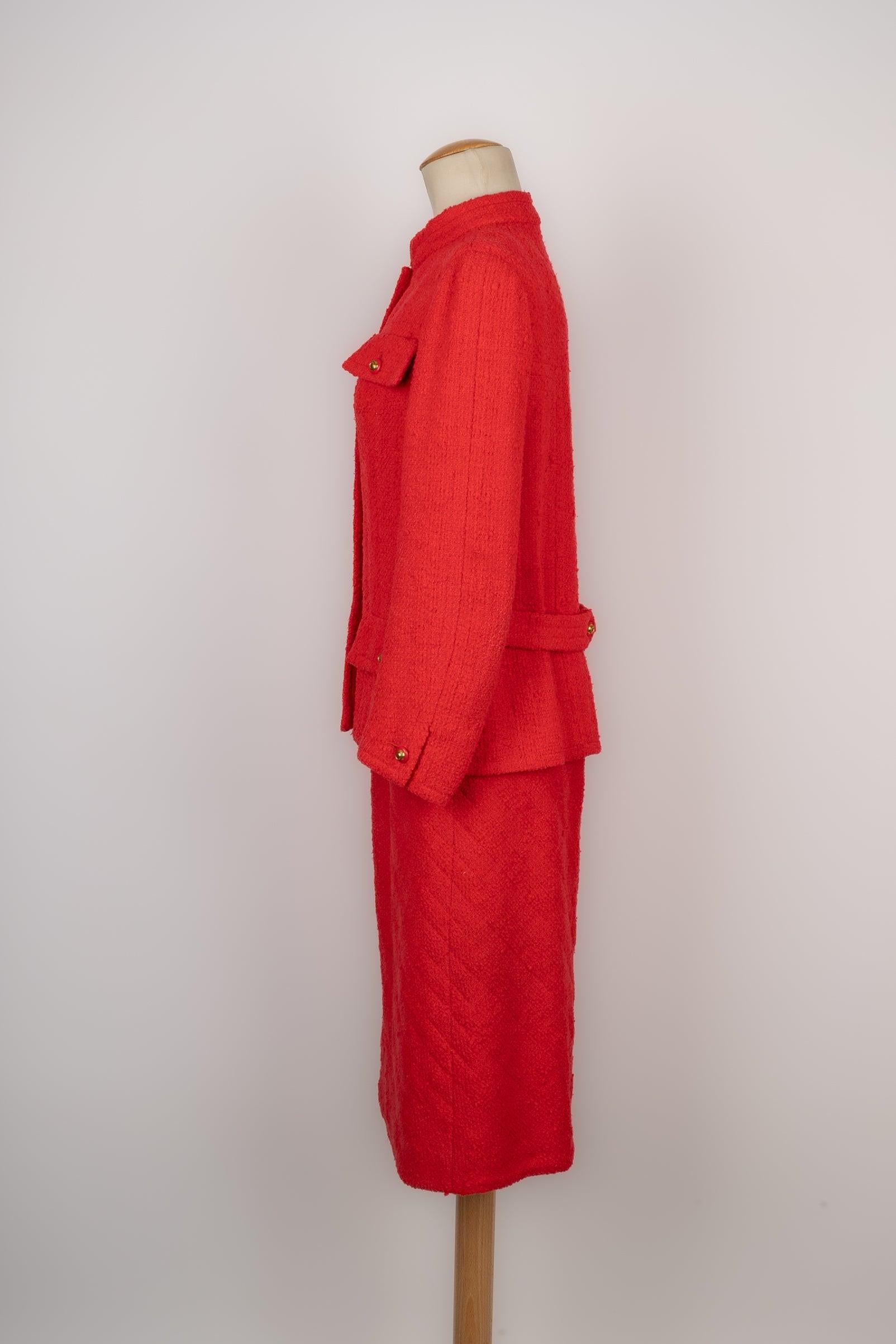 Women's Chanel Tweed Suit with Red Silk Lining Haute Couture